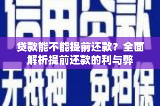 道里贷款能不能提前还款？全面解析提前还款的利与弊