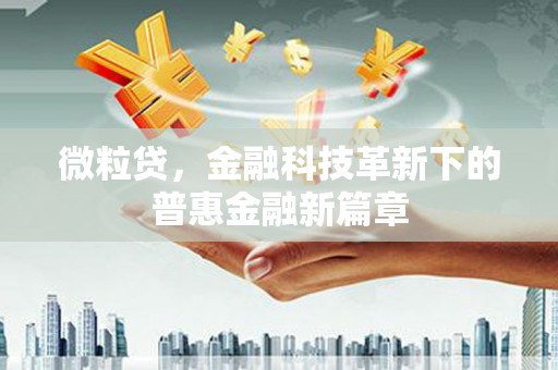 道里微粒贷，金融科技革新下的普惠金融新篇章