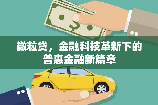 道里微粒贷，金融科技革新下的普惠金融新篇章