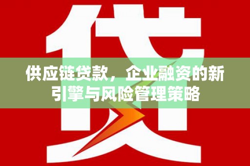 道里供应链贷款，企业融资的新引擎与风险管理策略