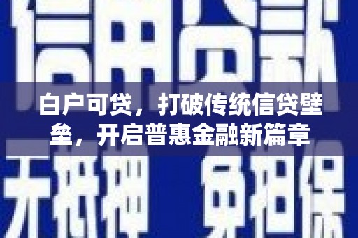 道里白户可贷，打破传统信贷壁垒，开启普惠金融新篇章