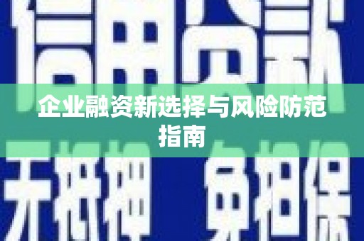 道里企业融资新选择与风险防范指南