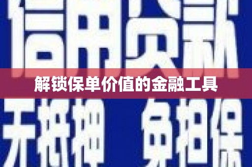 道里解锁保单价值的金融工具